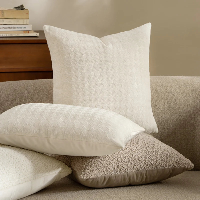 Cushion Cover Woven Triangle Chenille Removable Zipper 45x45 Cm