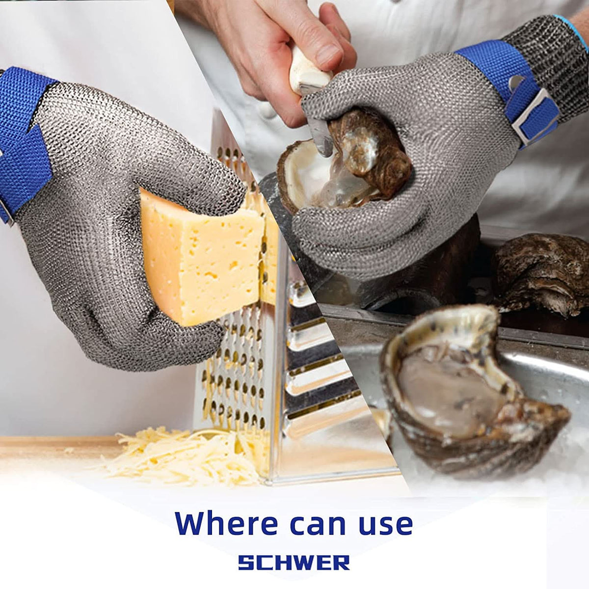 Cut-Resistant Gloves Stainless Steel ANSI A9 Ergonomic Fit