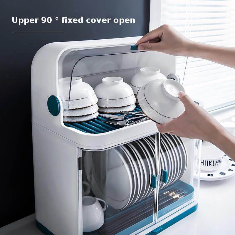 Cutlery Drainer Dustproof Lid Removable Drain Tray