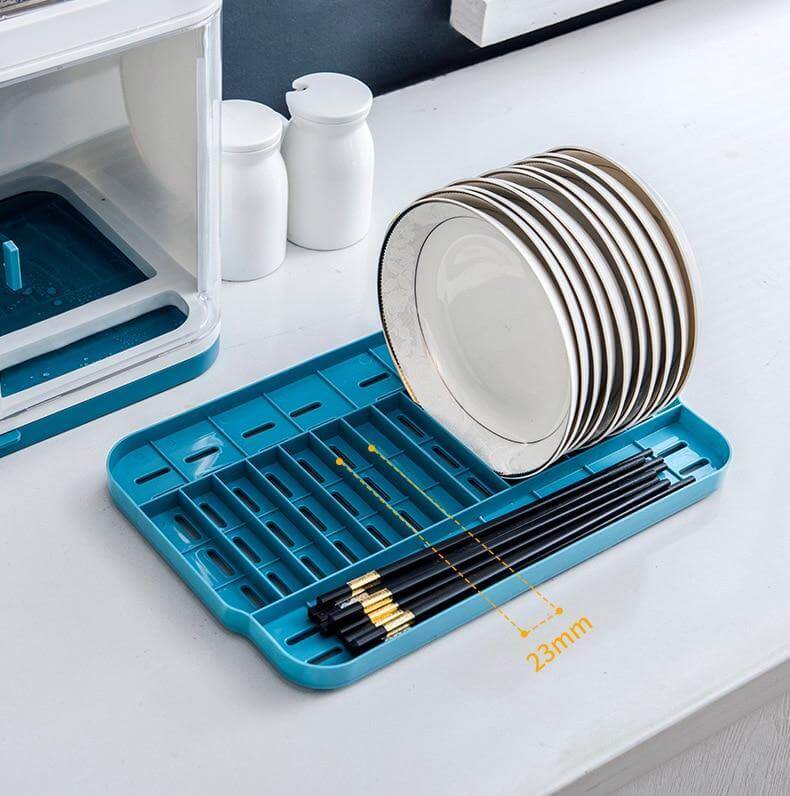 Cutlery Drainer Dustproof Lid Removable Drain Tray