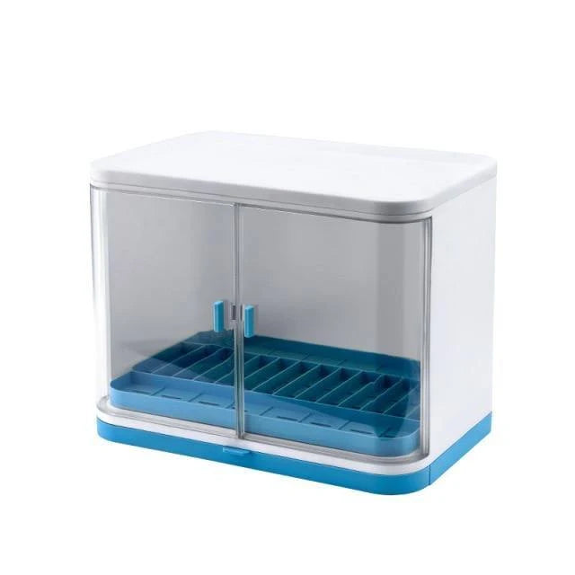 Cutlery Drainer Dustproof Lid Removable Drain Tray
