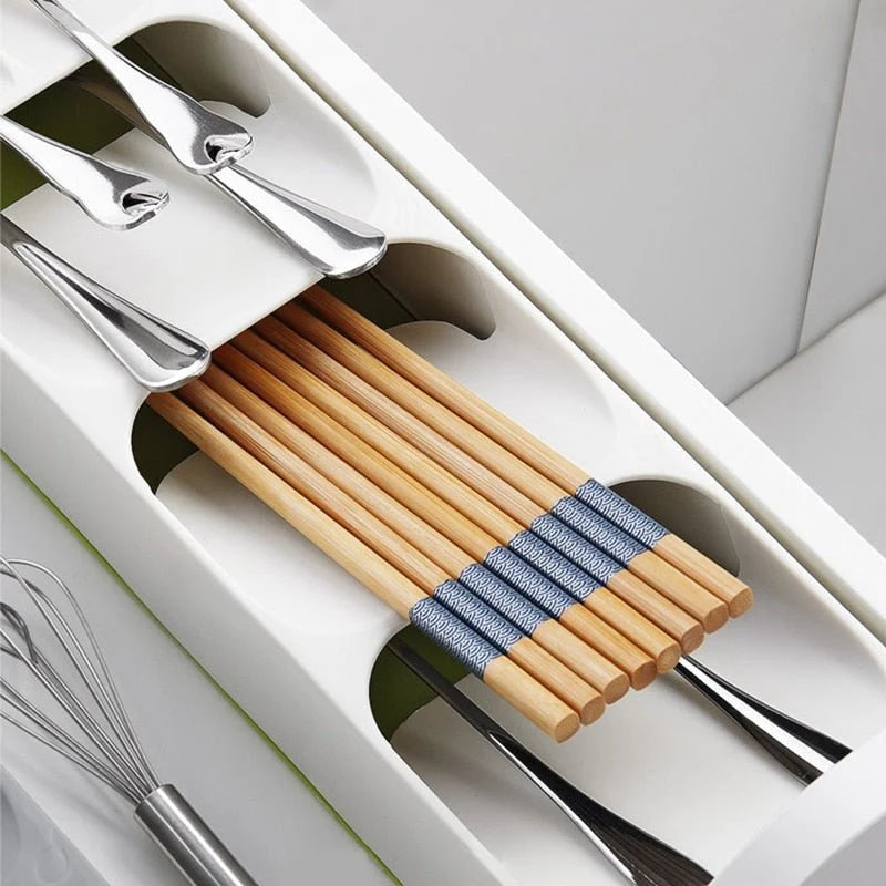 Cutlery Organizer Tiered Space-Saving BPA-Free With Non-Slip Feet