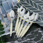 Cutlery Set 24 Piece Stainless Steel Ivory Handles