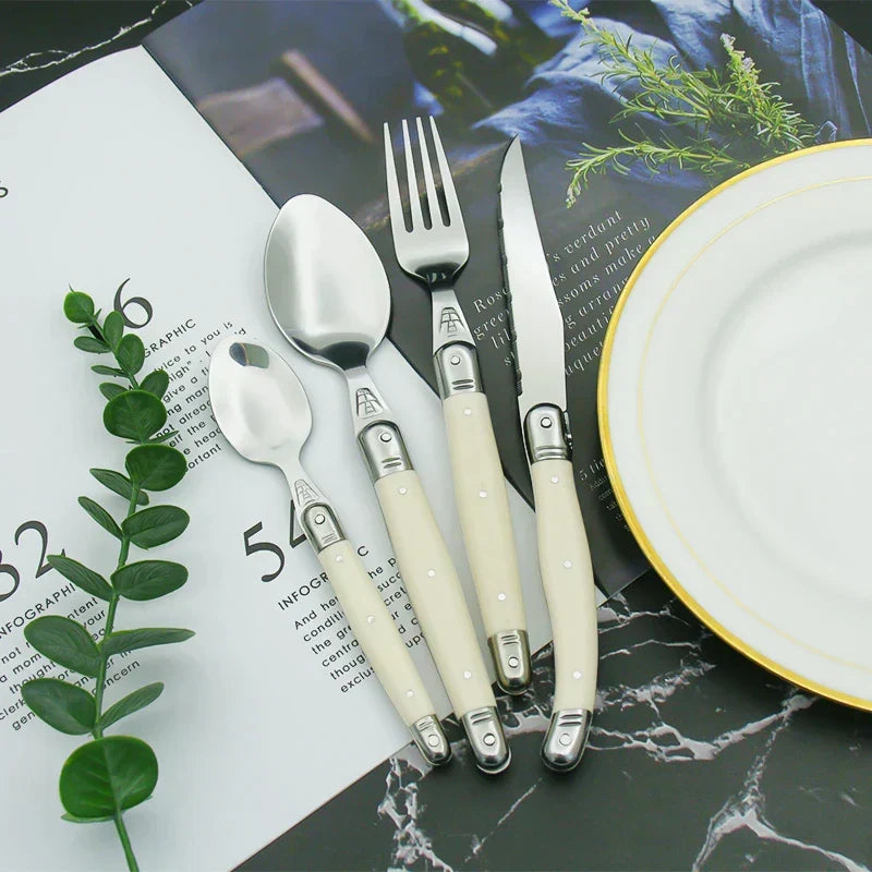 Cutlery Set 24 Piece Stainless Steel Ivory Handles
