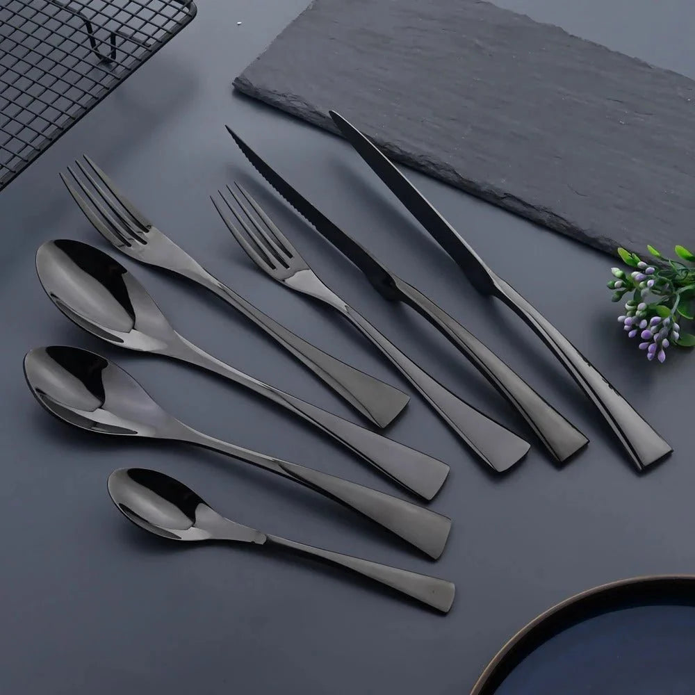 Cutlery Set Black Stainless Steel Modern Design
