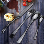 Cutlery Set Matte Black Stainless Steel 24-Piece Rust-Resistant
