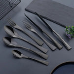 Cutlery Set Matte Black Stainless Steel 24-Piece Rust-Resistant