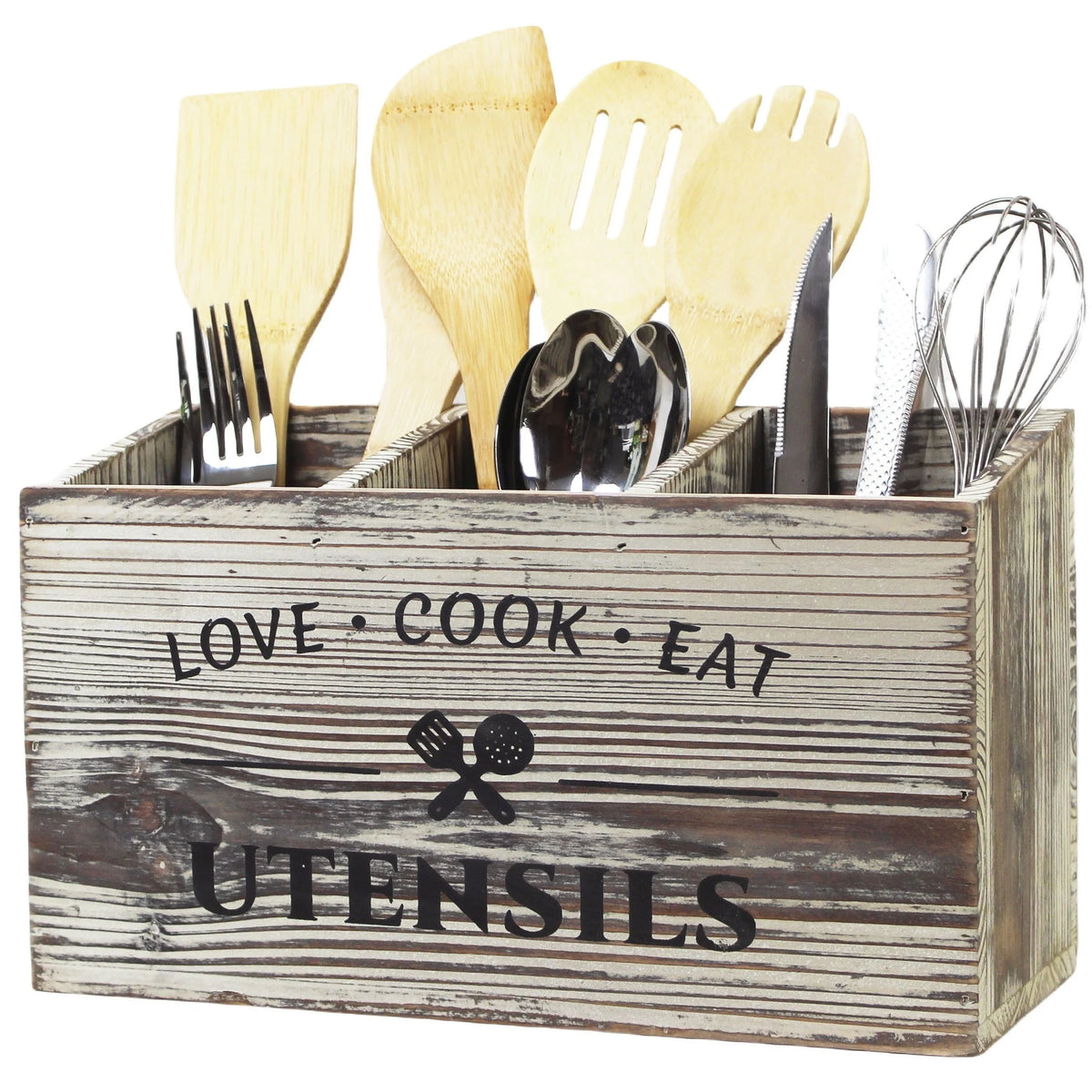 Cutlery Storage Box Wooden Compartment Organizer Space-Saving