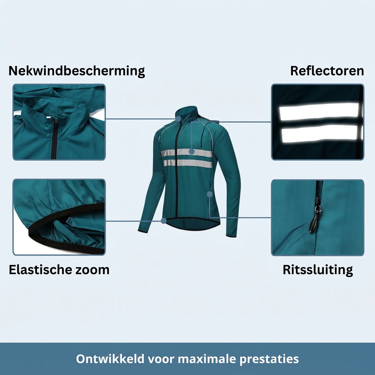 Cycling Jacket Water-Repellent Windproof Breathable With Reflective Stripes