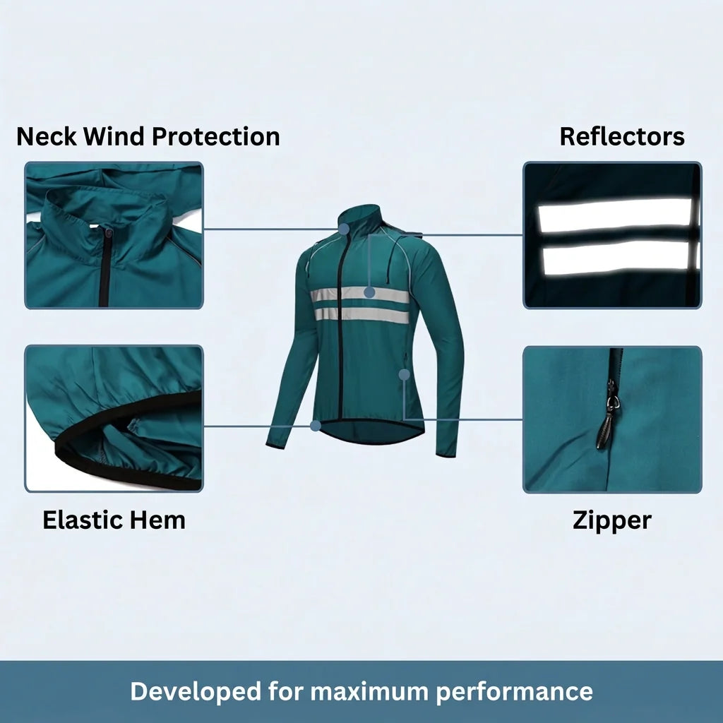 Cycling Jacket Water-Resistant Windproof Breathable