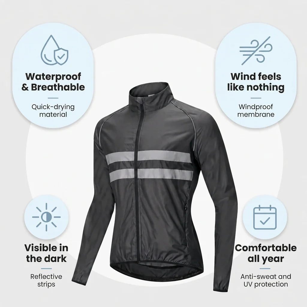 Cycling Jacket Water-Resistant Windproof Breathable