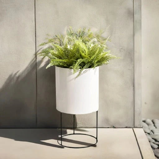 Cylinder Planter Stainless Steel Raised Stand Waterproof Lining