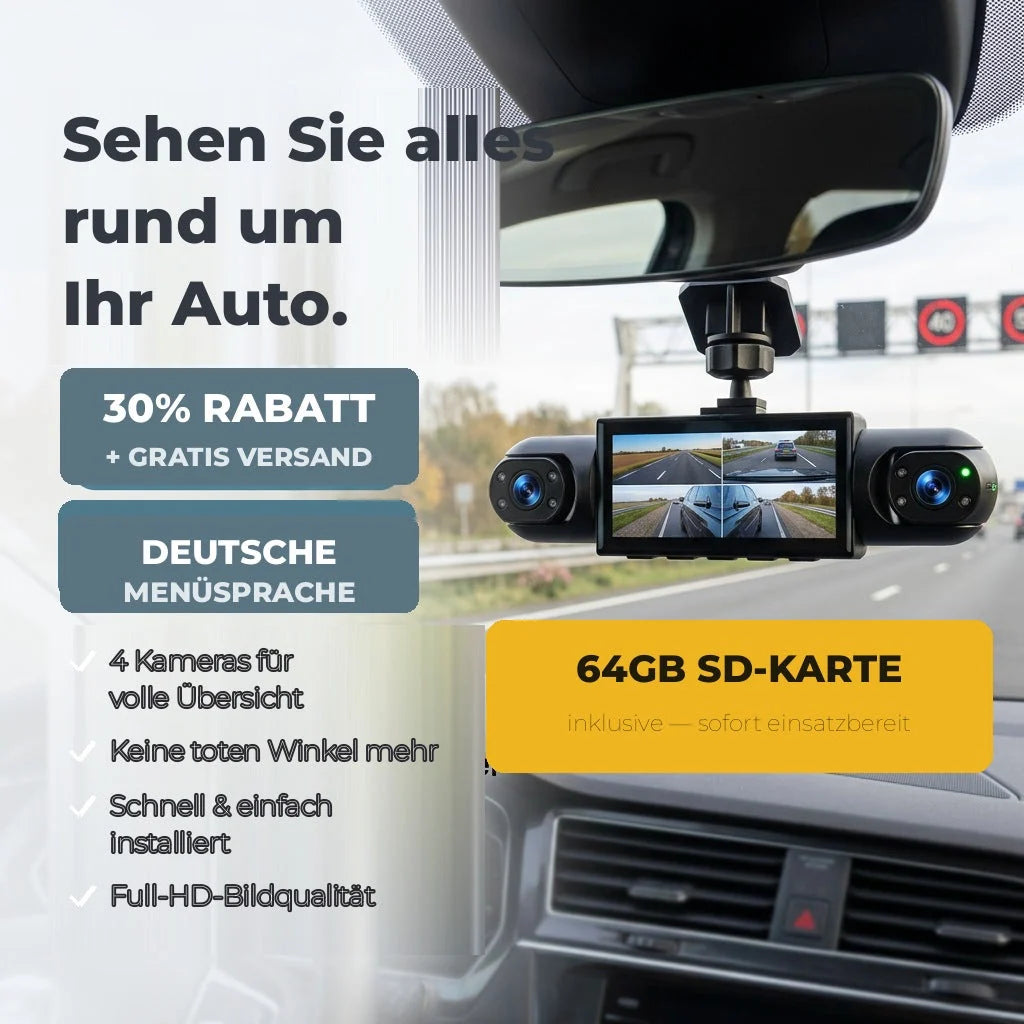 Dash Cam 4-Channel 360° Coverage Infrared Night Vision