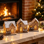 Decorative Christmas House Wooden Snow-Effect Finish