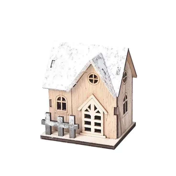 Decorative Christmas House Wooden Snow-Effect Finish