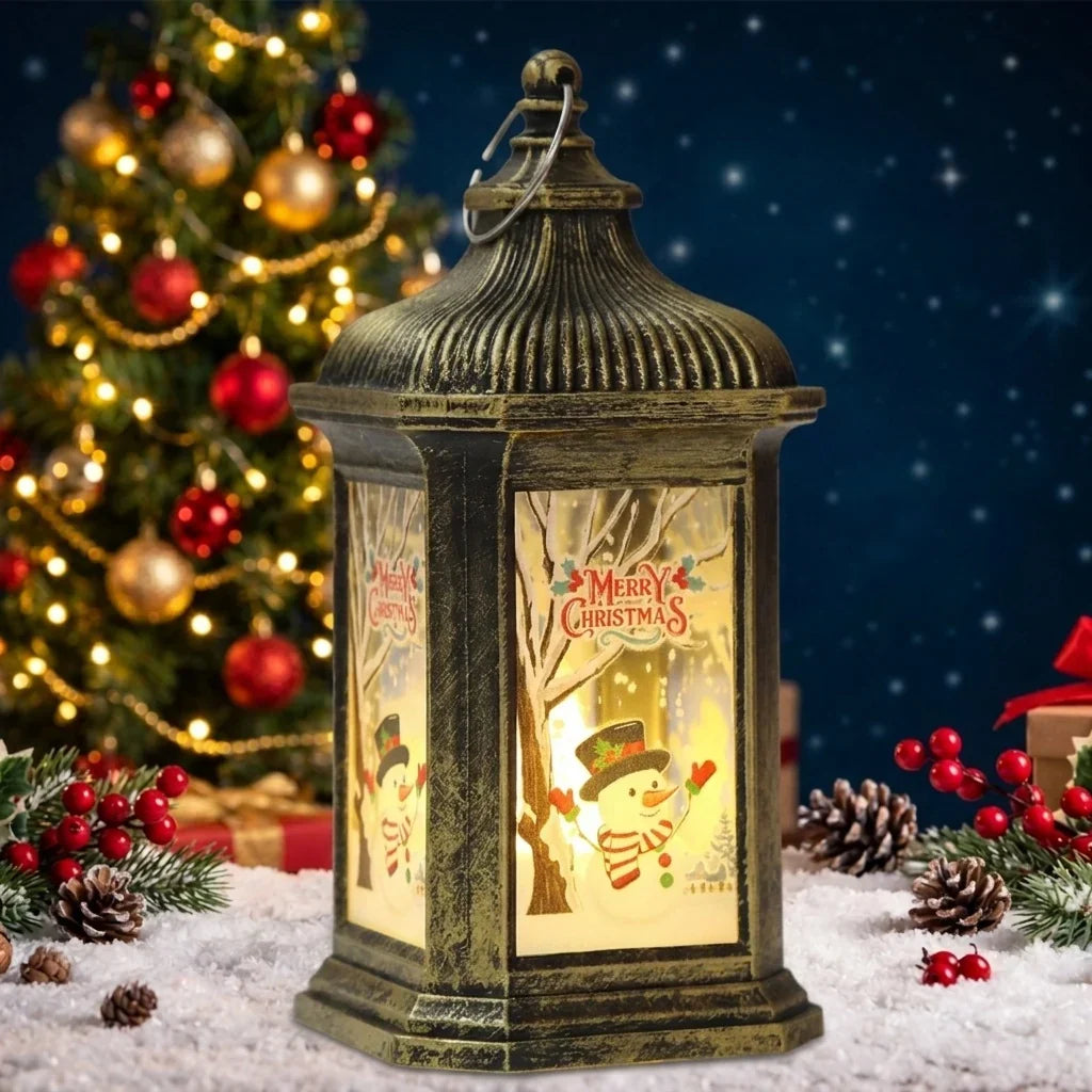 Decorative Christmas Lantern Warm LED & Festive Motifs