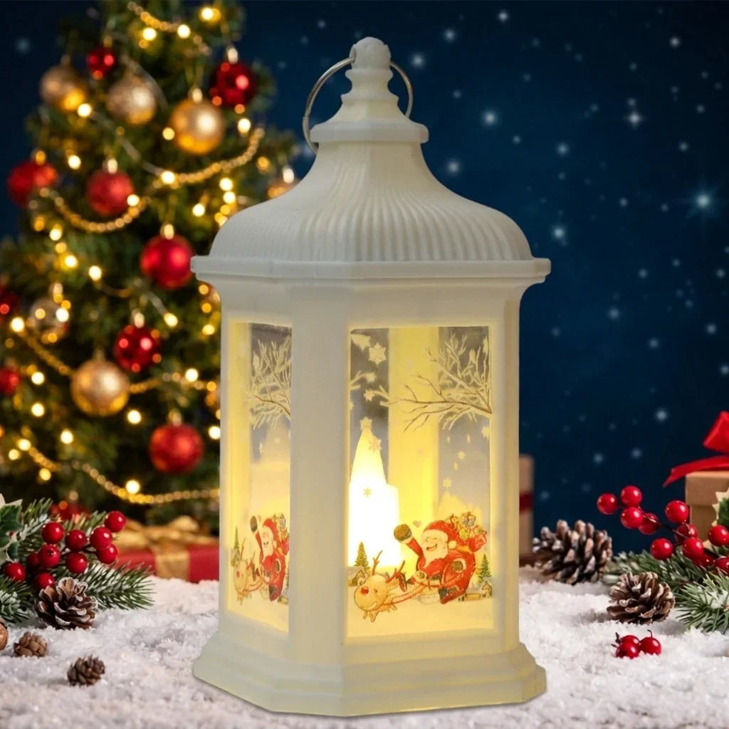 Decorative Christmas Lantern Warm LED & Festive Motifs