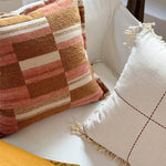Decorative Cushion Cotton-Linen Hand-Knotted Fringes Removable Cover
