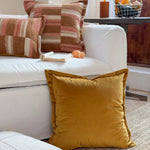 Decorative Cushion Cotton-Linen Hand-Knotted Fringes Removable Cover