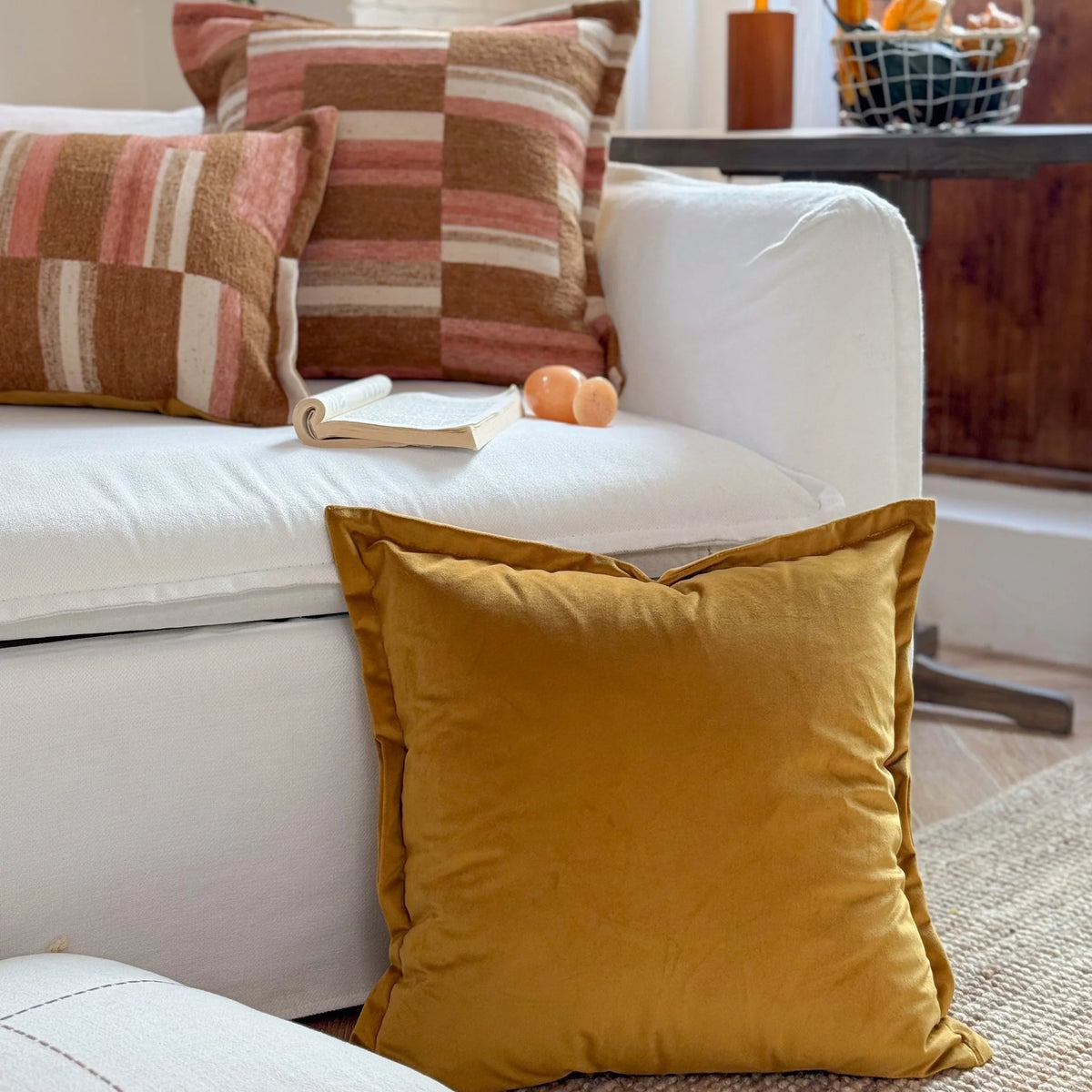 Decorative Cushion Cotton-Linen Hand-Knotted Fringes Removable Cover