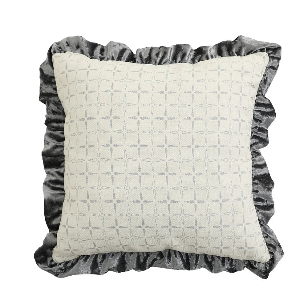 Decorative Cushion Cover Baroque Jacquard Velvet Ruffle