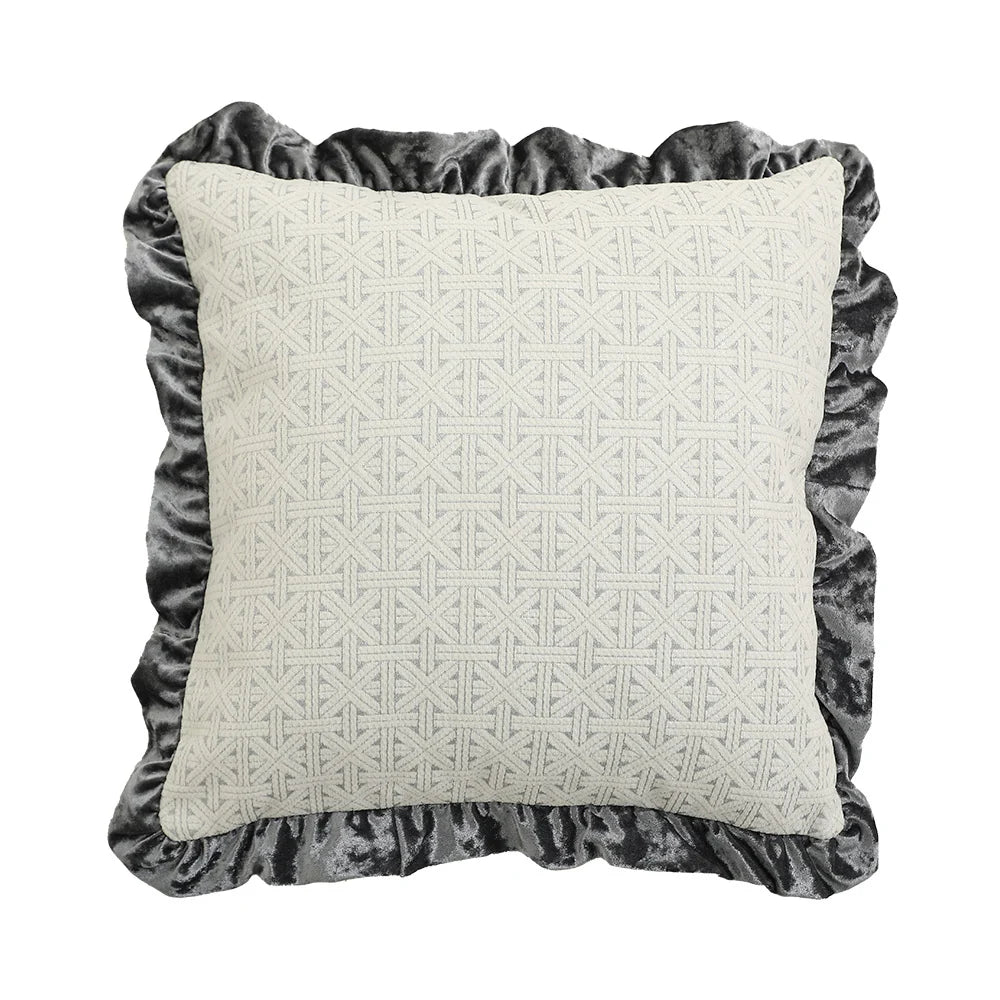 Decorative Cushion Cover Baroque Jacquard Velvet Ruffle