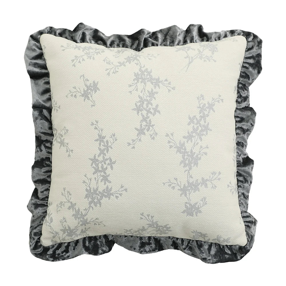 Decorative Cushion Cover Baroque Jacquard Velvet Ruffle