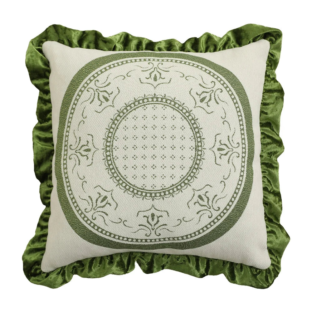 Decorative Cushion Cover Baroque Jacquard Velvet Ruffle