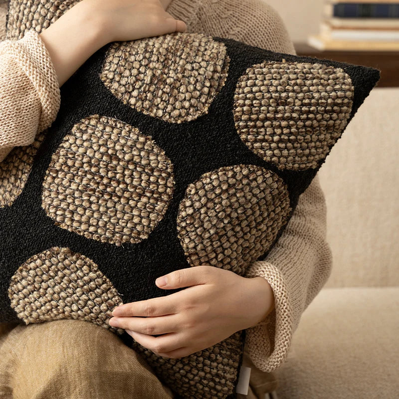 Decorative Cushion Cover Bouclé Cotton Blend 3D Appliqué