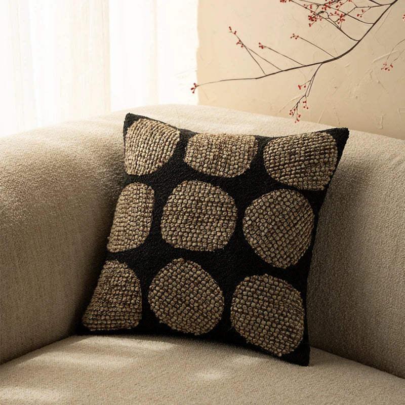 Decorative Cushion Cover Bouclé Cotton Blend 3D Appliqué