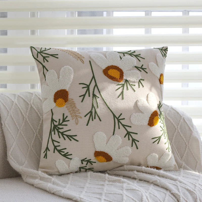 Decorative Cushion Cover Cotton-Linen Zigzag Tufting & Tassels