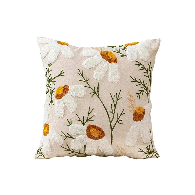 Decorative Cushion Cover Cotton-Linen Zigzag Tufting & Tassels