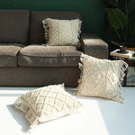 Decorative Cushion Cover Hand-Knotted Macrame Cotton Blend