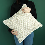 Decorative Cushion Cover Hand-Knotted Macrame Cotton Blend
