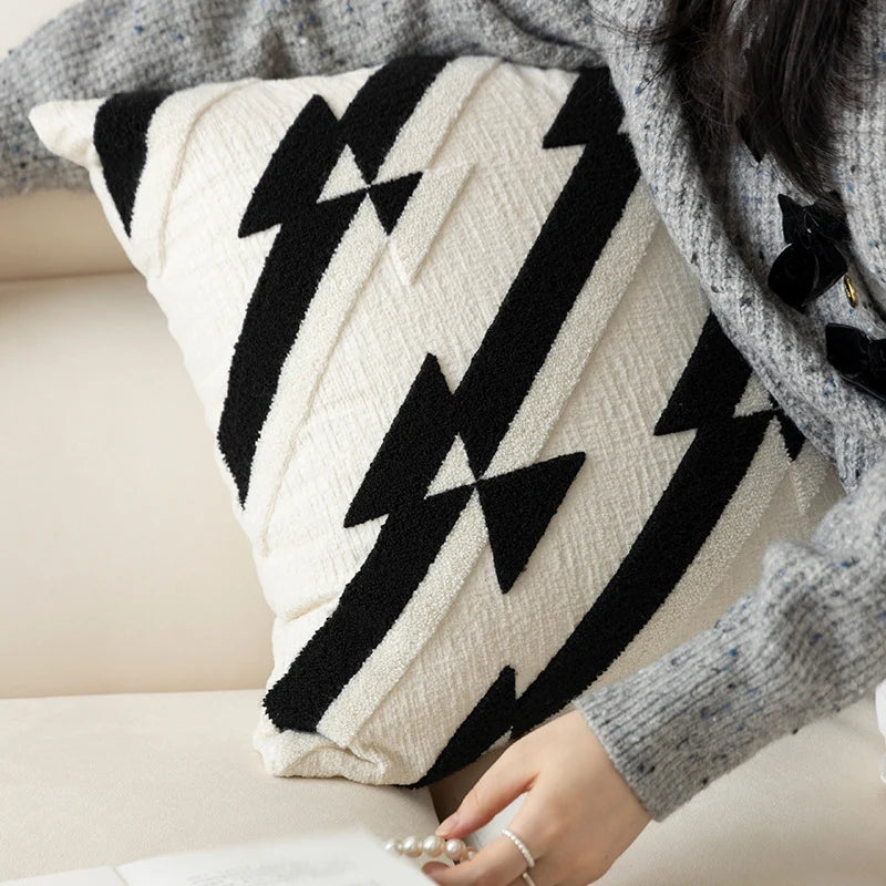 Decorative Cushion Cover Tufted Chenille Concealed Zipper