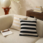 Decorative Cushion Cover Woven Broad Stripes Cotton Blend Hidden Zipper