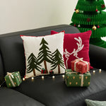 Decorative Cushion Hand-Embroidered Winter Motif Concealed-Zip 18x18