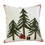 Decorative Cushion Hand-Embroidered Winter Motif Concealed-Zip 18x18