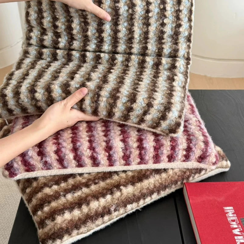 Decorative Cushion Knitted Wool-Blend Fluffy Top & Voluminous Fill