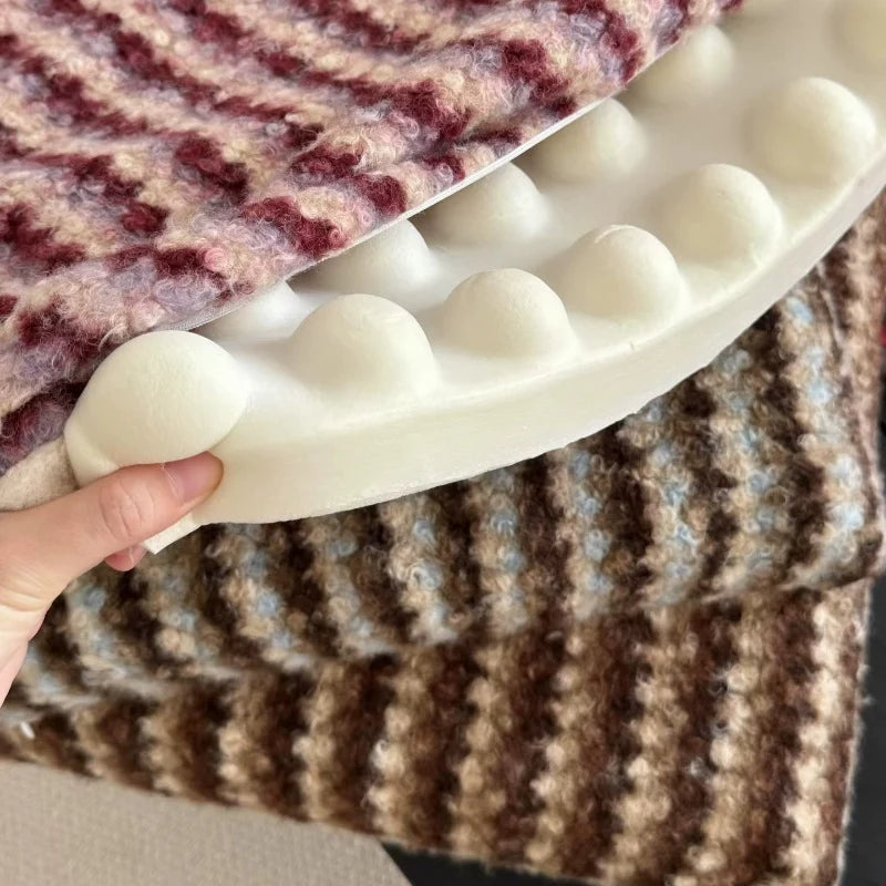 Decorative Cushion Knitted Wool-Blend Fluffy Top & Voluminous Fill