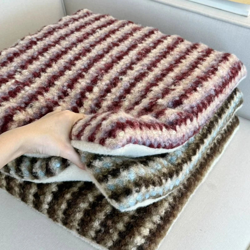 Decorative Cushion Knitted Wool-Blend Fluffy Top & Voluminous Fill