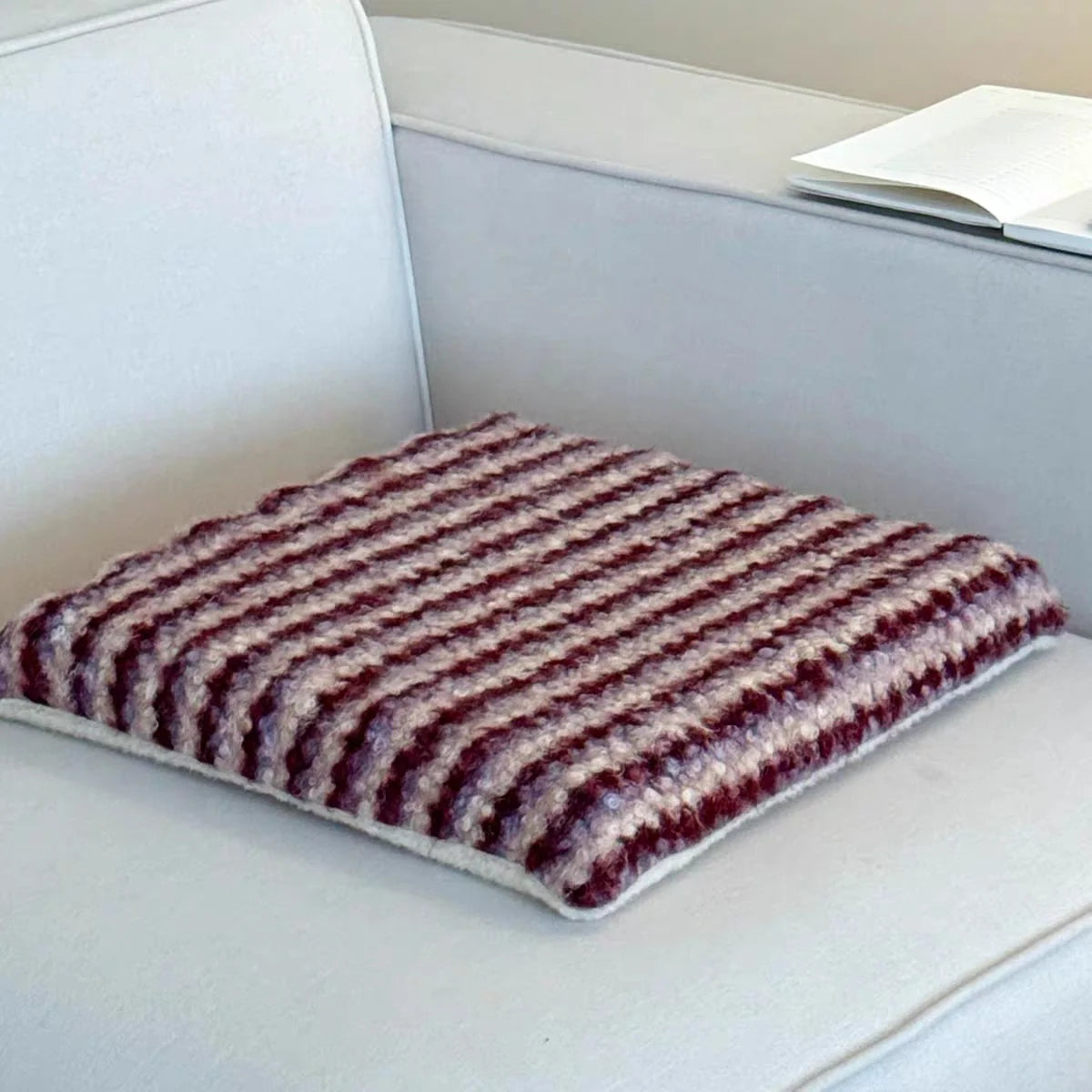 Decorative Cushion Knitted Wool-Blend Fluffy Top & Voluminous Fill