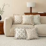 Decorative Cushion Linen-Cotton Botanical Ruffled Edge