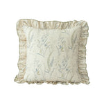 Decorative Cushion Linen-Cotton Botanical Ruffled Edge