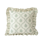 Decorative Cushion Linen-Cotton Botanical Ruffled Edge