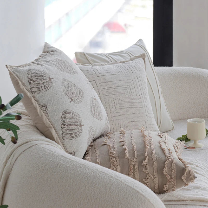 Decorative Cushion Textured Cotton Removable Washable Cover 18x18in