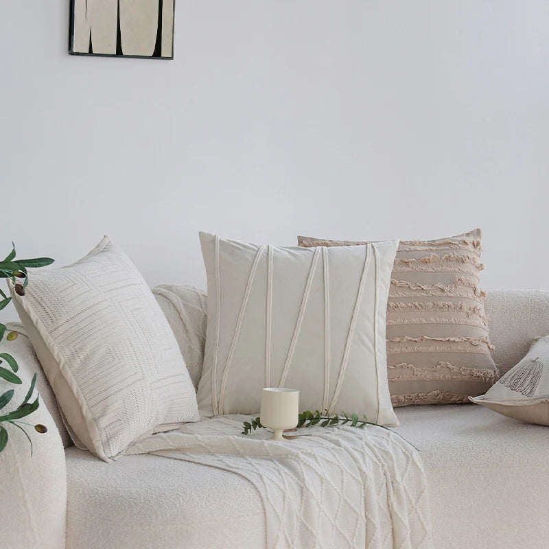 Decorative Cushion Textured Cotton Removable Washable Cover 18x18in
