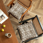 Decorative Cushion Tufted Houndstooth & Tassels Cotton-Blend Cover