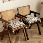 Decorative Cushion Tufted Houndstooth & Tassels Cotton-Blend Cover