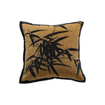 Decorative Cushion Velvet Embroidered Bamboo Motif Hypoallergenic Fill